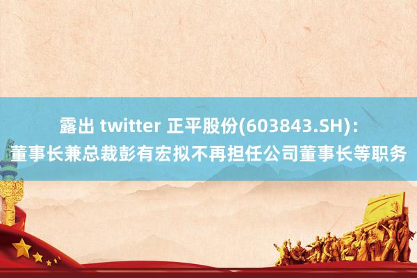 露出 twitter 正平股份(603843.SH)：董事长兼总裁彭有宏拟不再担任公司董事长等职务