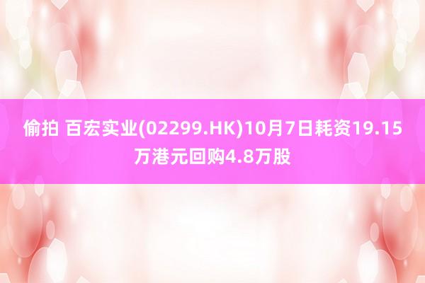 偷拍 百宏实业(02299.HK)10月7日耗资19.15万港元回购4.8万股