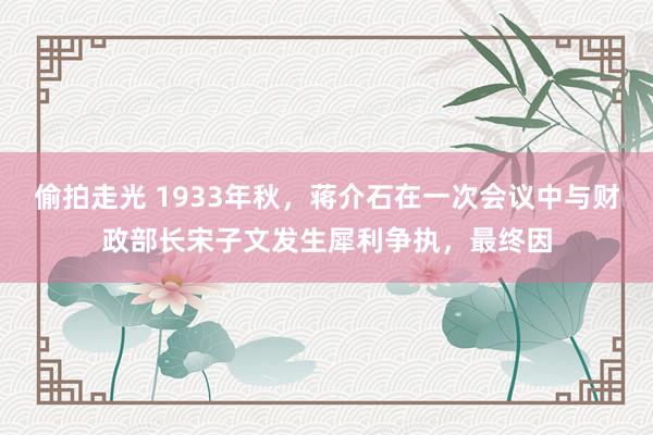 偷拍走光 1933年秋，蒋介石在一次会议中与财政部长宋子文发生犀利争执，最终因