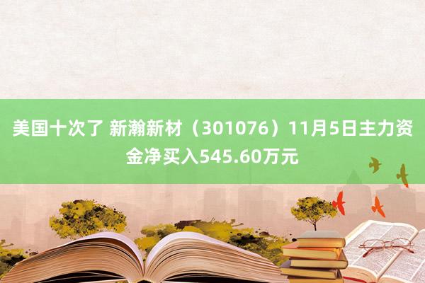 美国十次了 新瀚新材（301076）11月5日主力资金净买入545.60万元