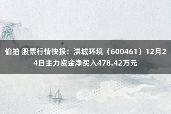 偷拍 股票行情快报：洪城环境（600461）12月24日主力资金净买入478.42万元